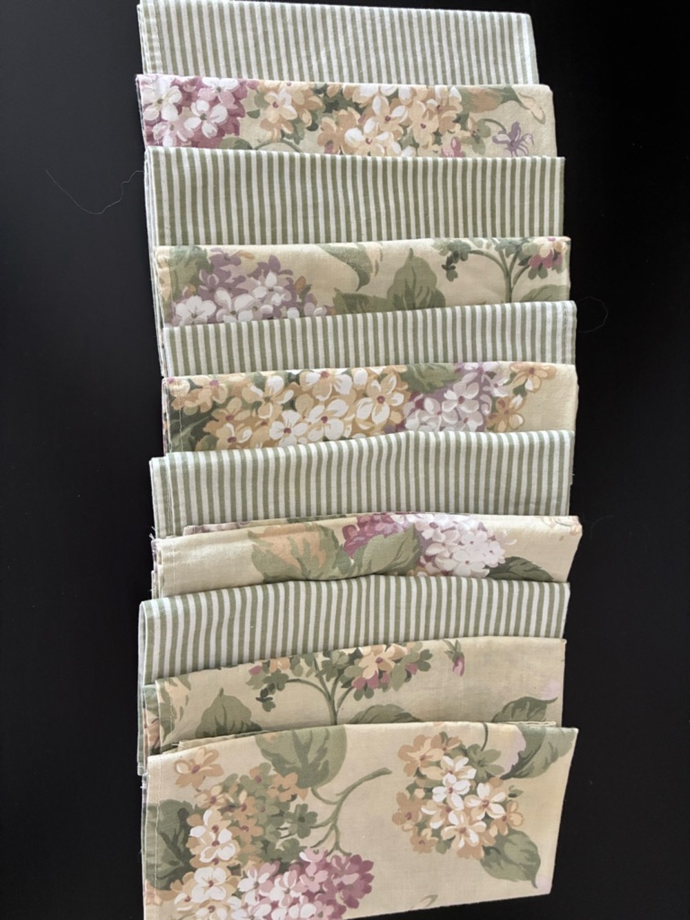 Martha Stewart Dinner Napkins, Cotton, Hydrangea & Stripes, Set of 11 - Picture 10 of 10